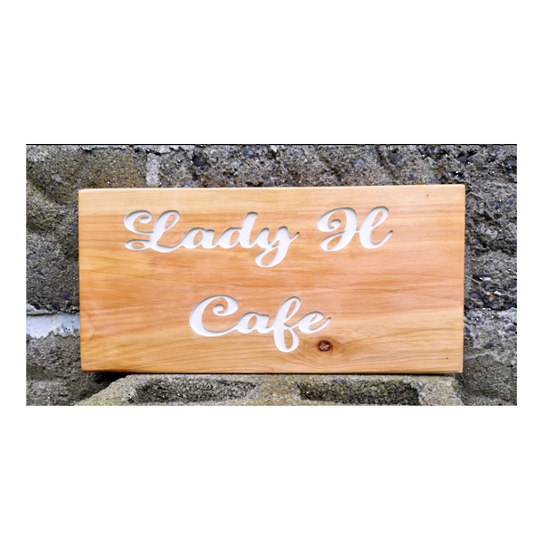 Macrocarpa 'Lady H Cafe' Sign
